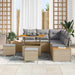 Tuinbankenset 8 st 7-Aantal zitplaatsen Beige Poly riet