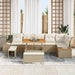 Tuinbankenset 9 st 8-Aantal zitplaatsen Beige Poly riet