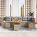 Tuinbankenset 9 st 8-Aantal zitplaatsen Beige Poly riet