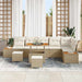Tuinbankenset 9 st 8-Aantal zitplaatsen Beige Poly riet