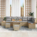 Tuinbankenset 9 st 8-Aantal zitplaatsen Beige Poly riet