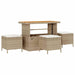 Tuinbankenset 10 st 9-Aantal zitplaatsen Beige Poly riet