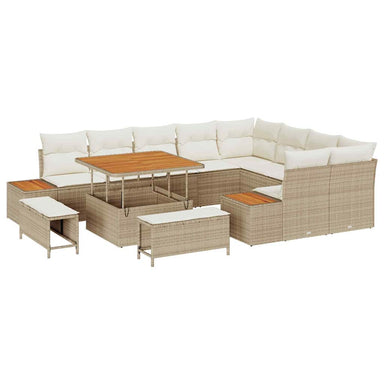 Tuinbankenset 12 st 11-Aantal zitplaatsen Beige Poly riet