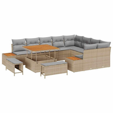 Tuinbankenset 12 st 11-Aantal zitplaatsen Beige Poly riet
