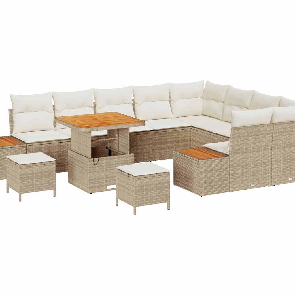 Tuinbankenset 12 st 11-Aantal zitplaatsen Beige Poly riet