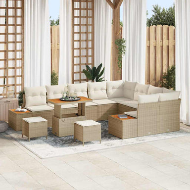 Tuinbankenset 12 st 11-Aantal zitplaatsen Beige Poly riet