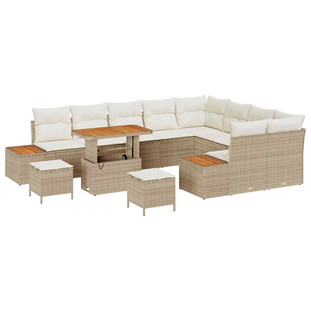 Tuinbankenset 12 st 11-Aantal zitplaatsen Beige Poly riet