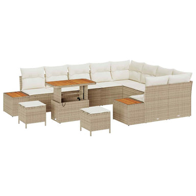 Tuinbankenset 12 st 11-Aantal zitplaatsen Beige Poly riet