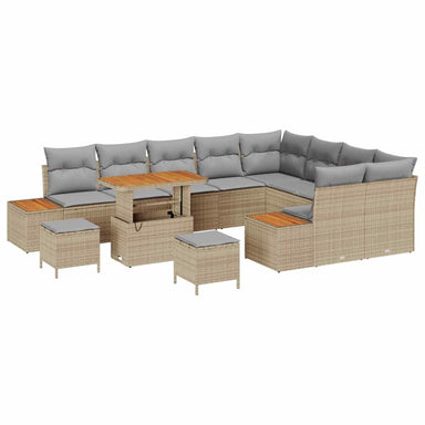 Tuinbankenset 12 st 11-Aantal zitplaatsen Beige Poly riet