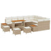 Tuinbankenset 13 st 12-Aantal zitplaatsen Beige Poly riet