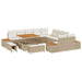 Tuinbankenset 13 st 12-Aantal zitplaatsen Beige Poly riet