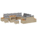 Tuinbankenset 13 st 12-Aantal zitplaatsen Beige Poly riet