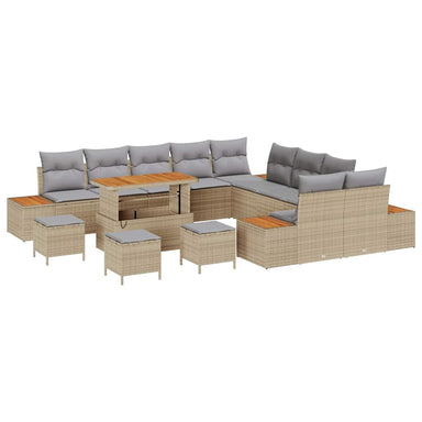 Tuinbankenset 14 st 13-Aantal zitplaatsen Beige Poly riet