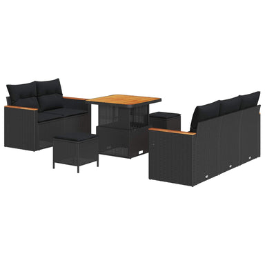 Tuinbankenset 10 st 7-Aantal zitplaatsen Zwart poly rattan