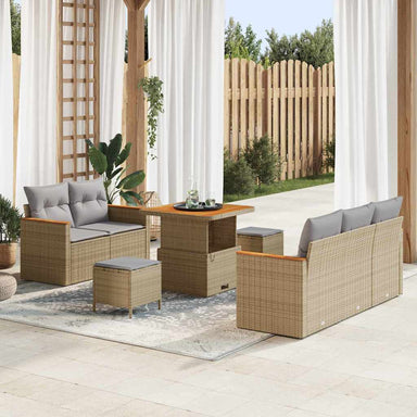 Tuinbankenset 10 st 7-Aantal zitplaatsen Beige en Licht Grijs