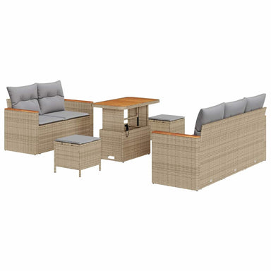 Tuinbankenset 10 st 7-Aantal zitplaatsen Beige en Licht Grijs