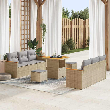 Tuinbankenset 11 st 10-Aantal zitplaatsen Beige en Licht Grijs