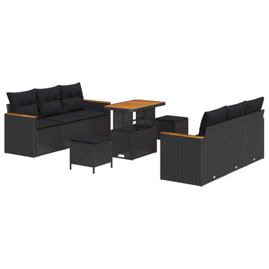 Tuinbankenset 11 st 10-Aantal zitplaatsen Zwart poly rattan