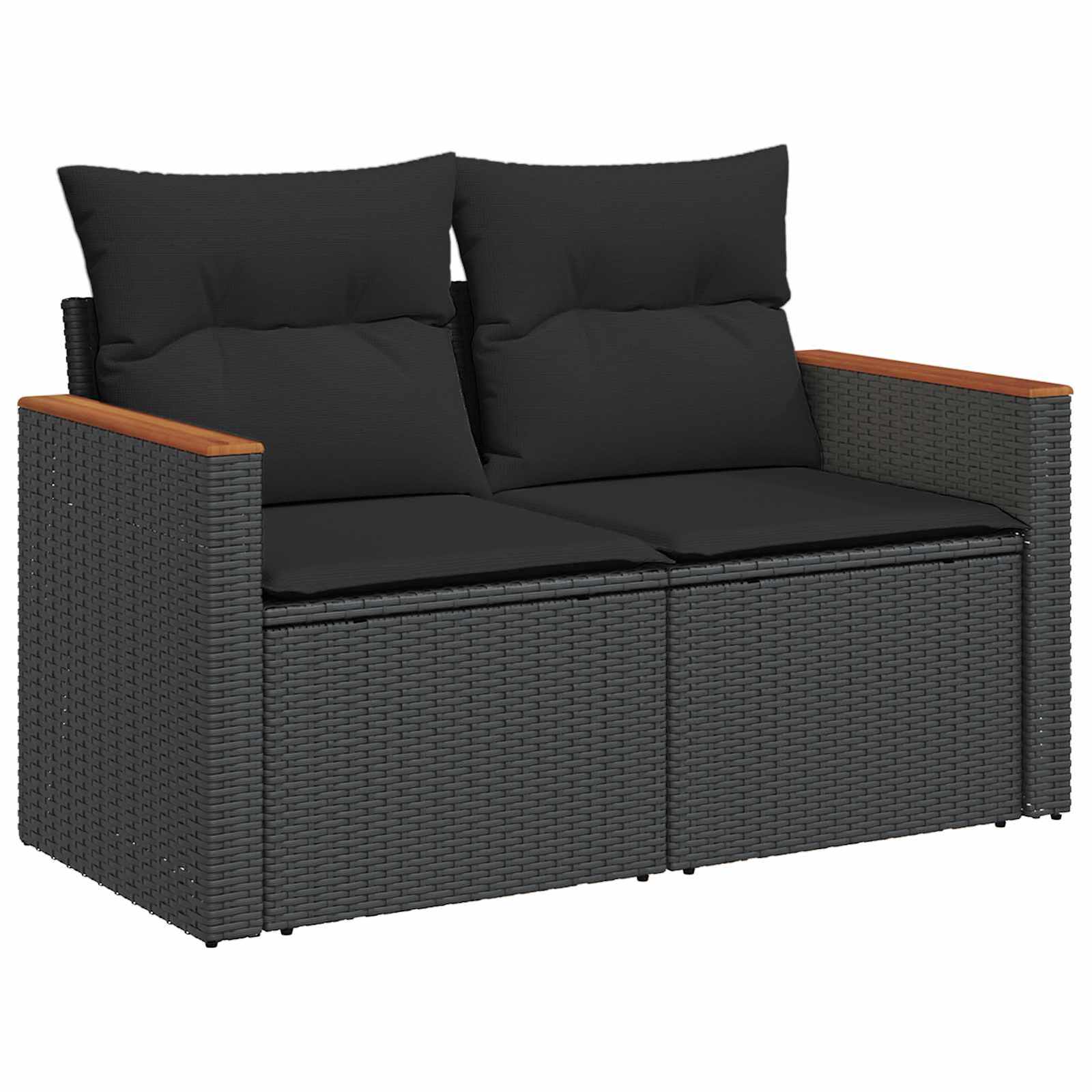 Tuinbankenset 14 st 9-Aantal zitplaatsen Zwart poly rattan