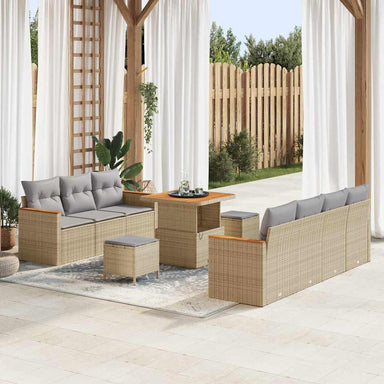 Tuinbankenset 14 st 9-Aantal zitplaatsen Beige en Licht Grijs