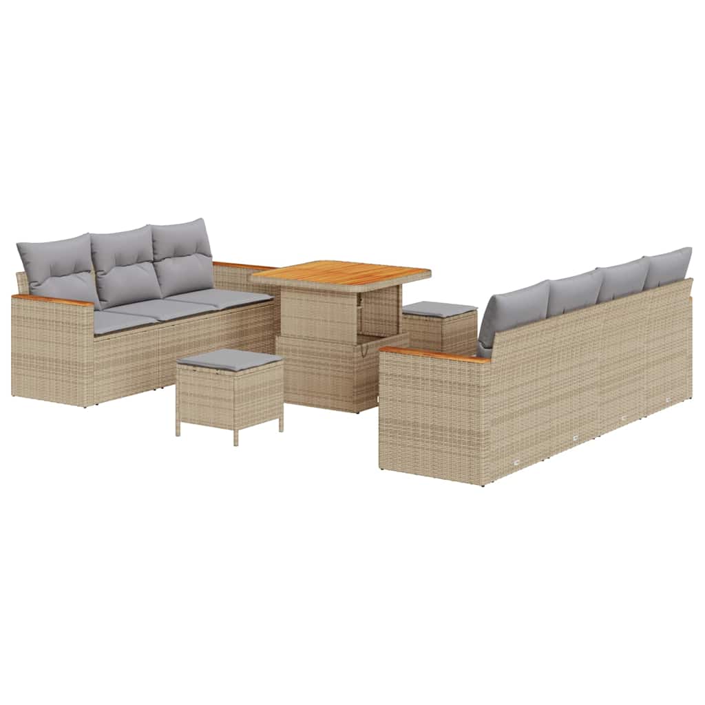 Tuinbankenset 14 st 9-Aantal zitplaatsen Beige en Licht Grijs