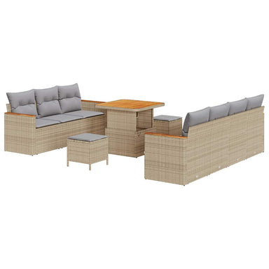 Tuinbankenset 14 st 9-Aantal zitplaatsen Beige en Licht Grijs