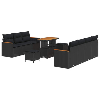 Tuinbankenset 14 st 9-Aantal zitplaatsen Zwart poly rattan