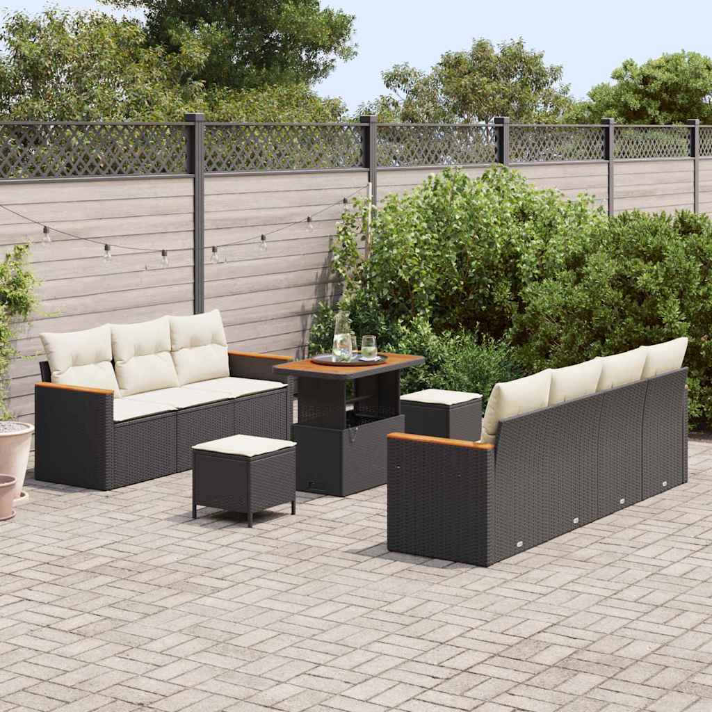 Tuinbankenset 14 st 9-Aantal zitplaatsen Zwart en Crème