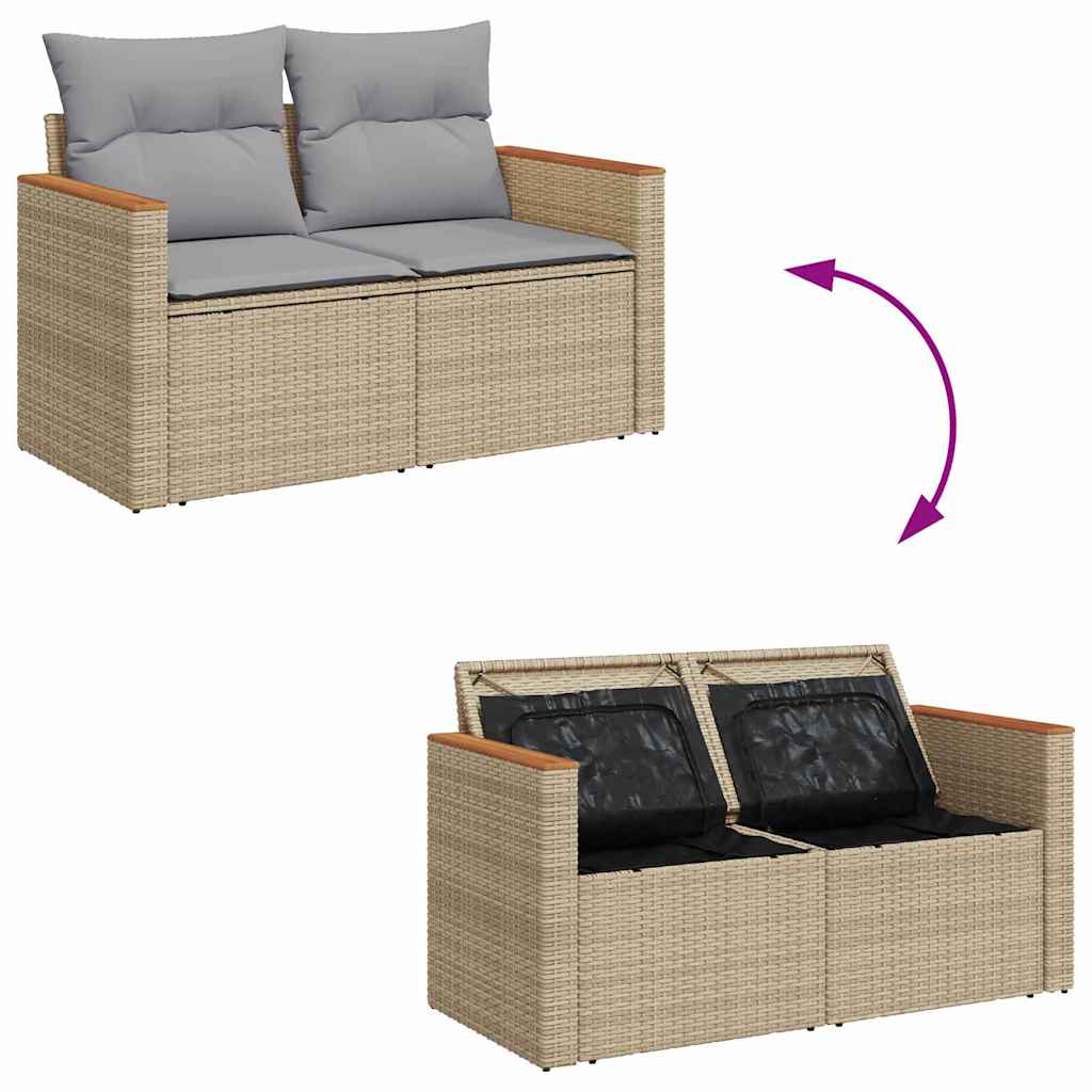 Tuinbankenset 14 st 9-Aantal zitplaatsen Beige en Licht Grijs