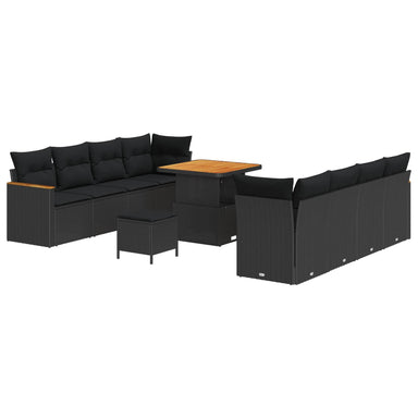 Tuinbankenset 12 st 10-Aantal zitplaatsen Zwart poly rattan