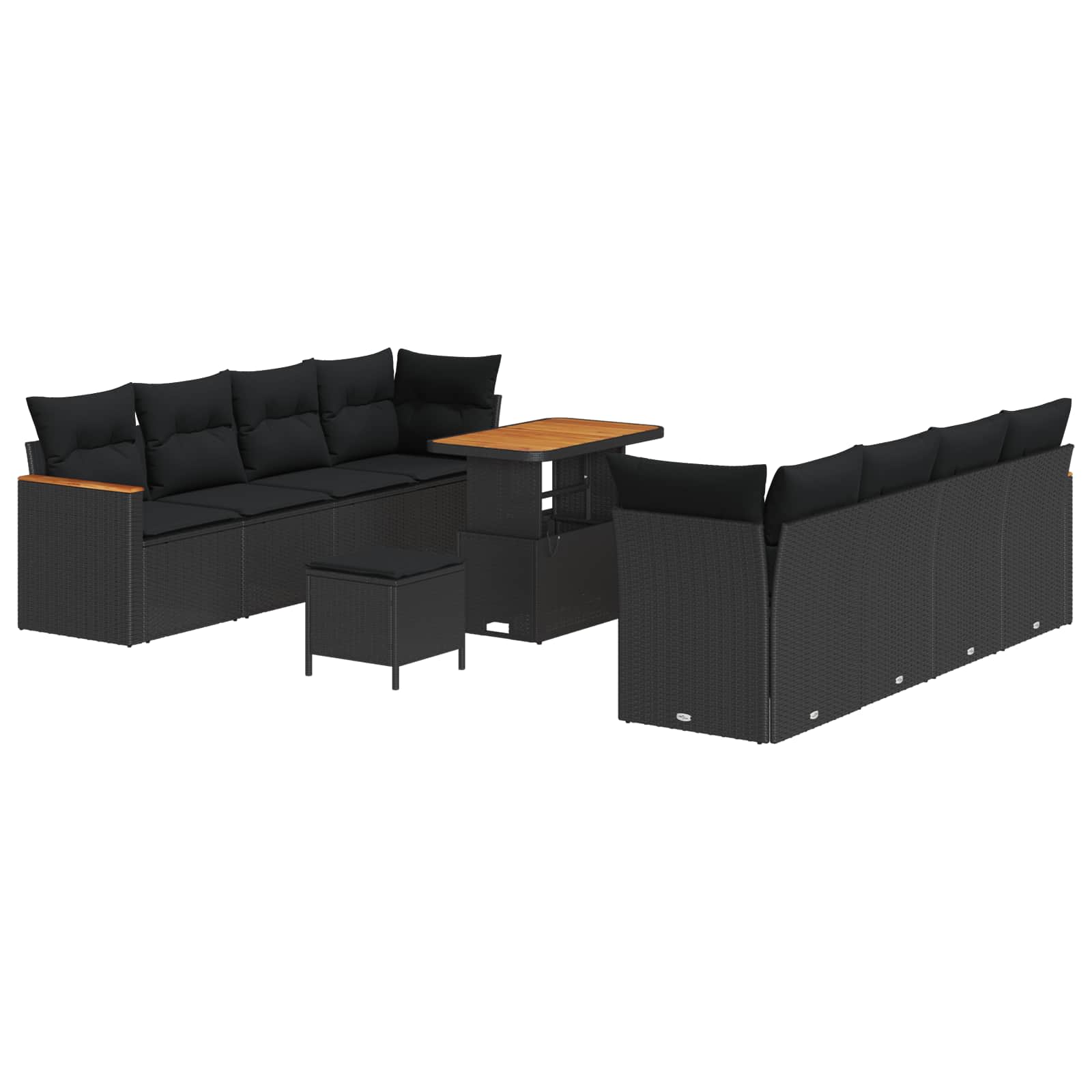 Tuinbankenset 12 st 10-Aantal zitplaatsen Zwart poly rattan