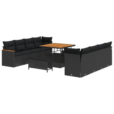 Tuinbankenset 12 st 10-Aantal zitplaatsen Zwart poly rattan