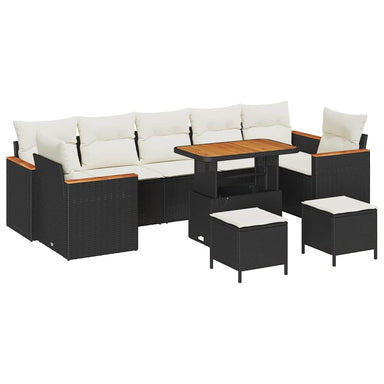 Tuin Sofa Set 10 st 7-Aantal zitplaatsen Zwart Poly riet