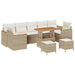 Tuin Sofa Set 10 st 7-Aantal zitplaatsen Beige Poly riet