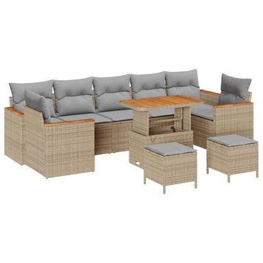 Tuin Sofa Set 10 st 7-Aantal zitplaatsen Beige Poly riet