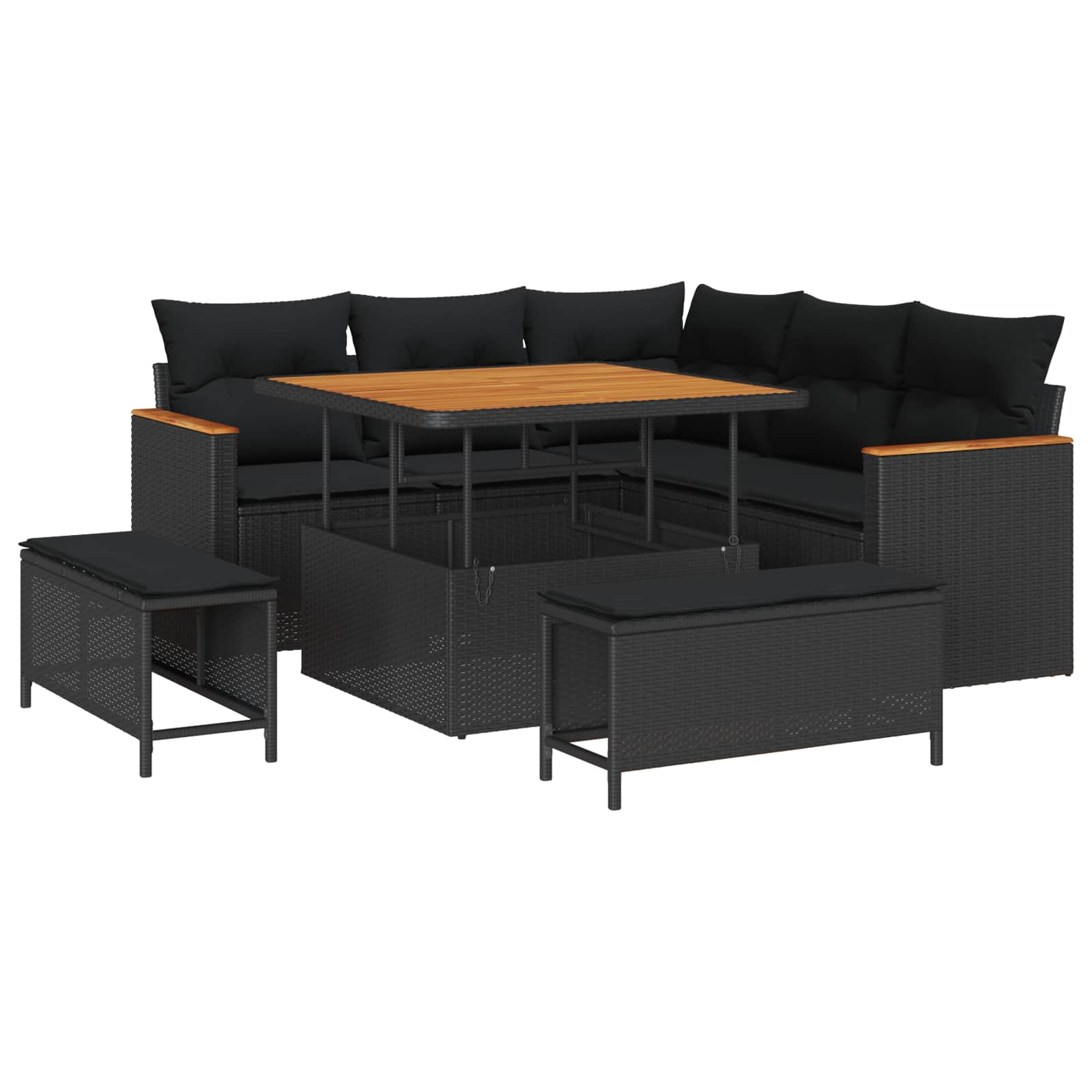 Tuin Sofa Set 8 st 5-Aantal zitplaatsen Zwart Poly riet