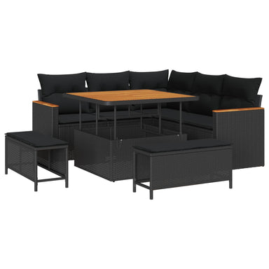 Tuin Sofa Set 8 st 5-Aantal zitplaatsen Zwart Poly riet