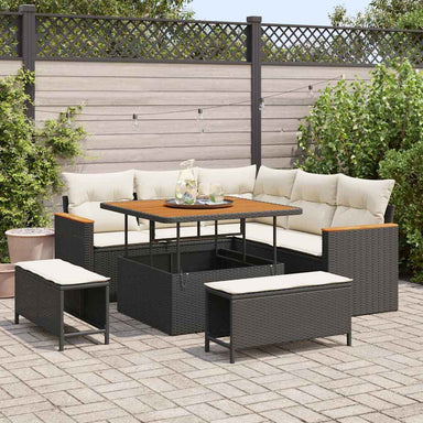 Tuin Sofa Set 8 st 5-Aantal zitplaatsen Zwart Poly riet
