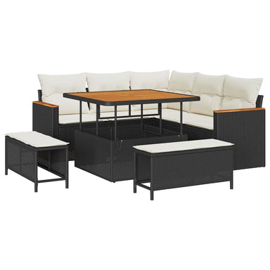 Tuin Sofa Set 8 st 5-Aantal zitplaatsen Zwart Poly riet