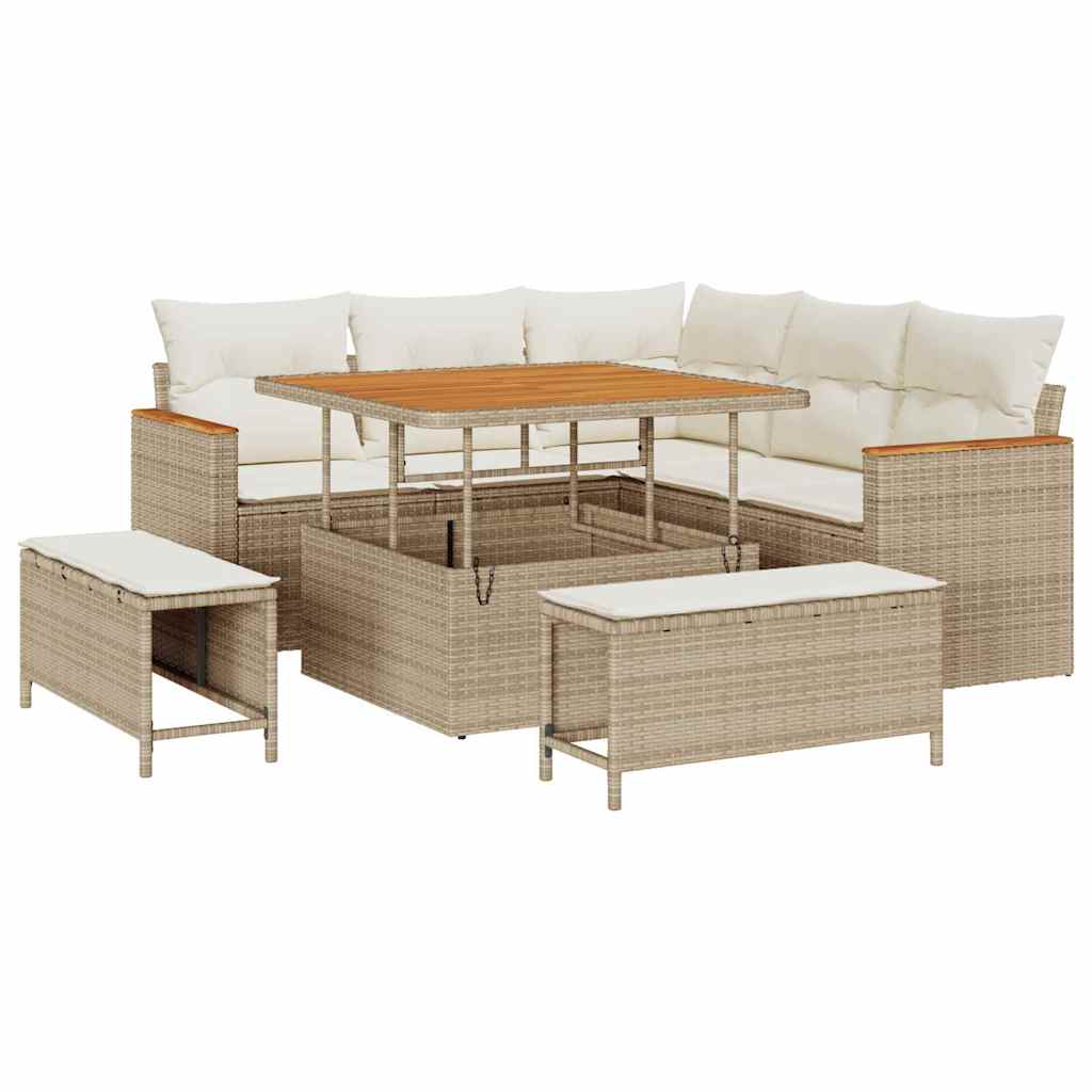 Tuin Sofa Set met kussen 8 pcs Beige Poly riet