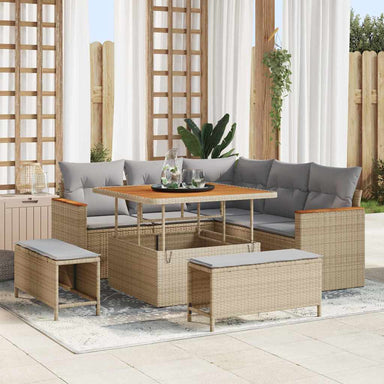 Tuin Sofa Set 8 st 5-Aantal zitplaatsen Beige Poly riet