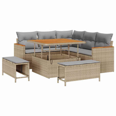 Tuin Sofa Set 8 st 5-Aantal zitplaatsen Beige Poly riet