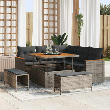 Tuin Sofa Set 8 st 5-Aantal zitplaatsen Grijs Poly riet