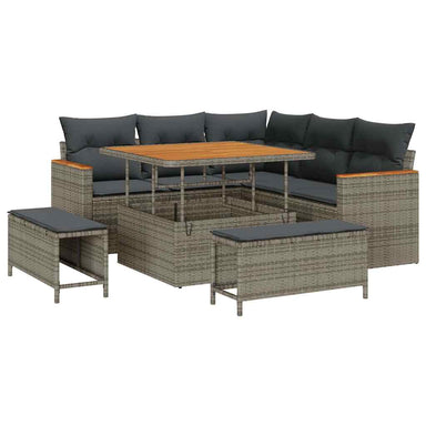 Tuin Sofa Set 8 st 5-Aantal zitplaatsen Grijs Poly riet