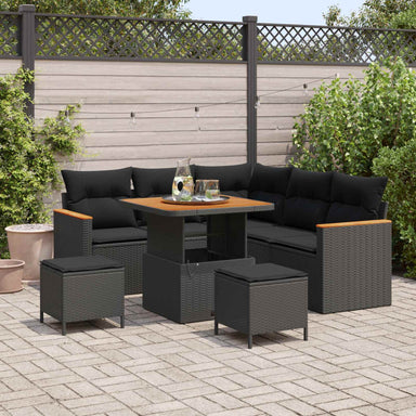 Tuin Sofa Set 8 st 5-Aantal zitplaatsen Zwart Poly riet