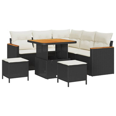 Tuin Sofa Set 8 st 5-Aantal zitplaatsen Zwart Poly riet
