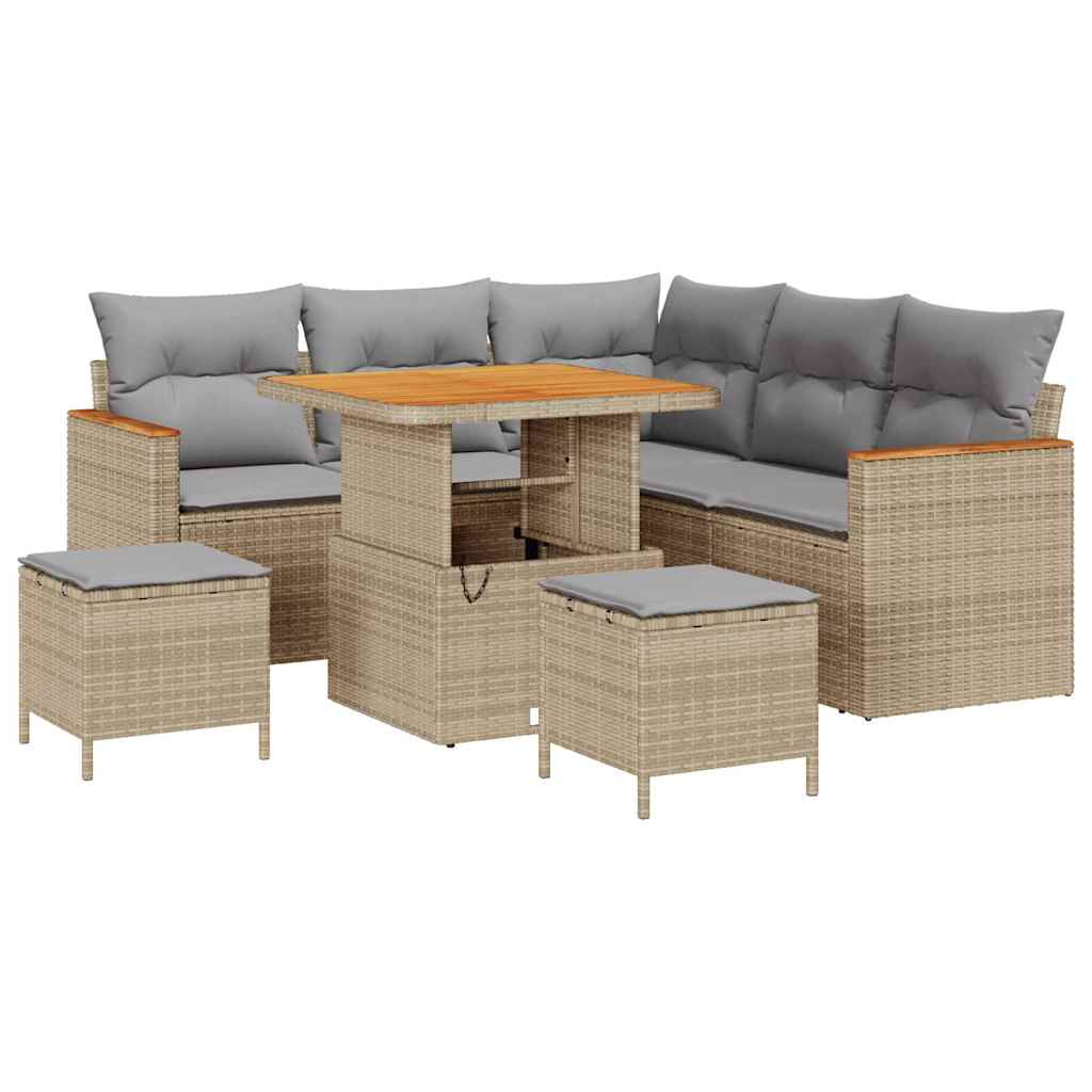 Tuin Sofa Set 8 st 5-Aantal zitplaatsen Beige Poly riet