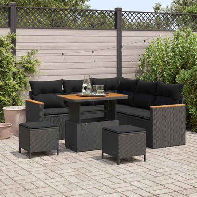 Tuin Sofa Set 8 st 5-Aantal zitplaatsen Zwart Poly riet