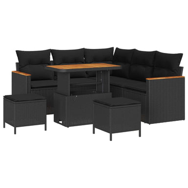 Tuin Sofa Set 8 st 5-Aantal zitplaatsen Zwart Poly riet