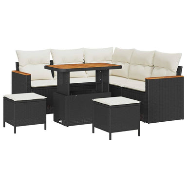 Tuin Sofa Set 8 st 5-Aantal zitplaatsen Zwart Poly riet